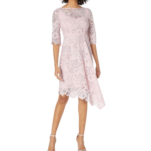 Nanette Lepore Dresses & Skirts - Nanette Lepore Bailamos Lace Asymmetrical Hem Dress in Pale Pink SZ 10 NWT